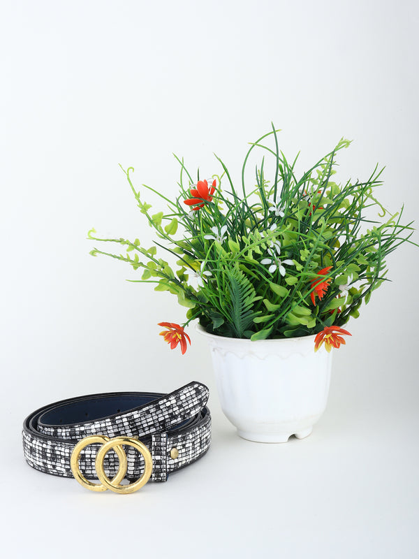 Sandy D Carter Women Black Synthetic Leather Waist Belt for Jeans & Formal Paint SDC-22-541-PTBK