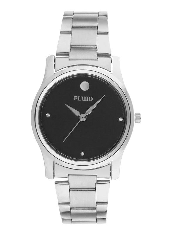 Fluid  Black Round Stainless Steel Analog Watches for Women FLWatch24-754L-BK01