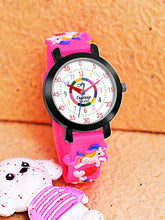 Fantasy World Pink 3D Print Rubber Strap Time Teacher Analog Watch Boys & Girls FW-25-BK-06