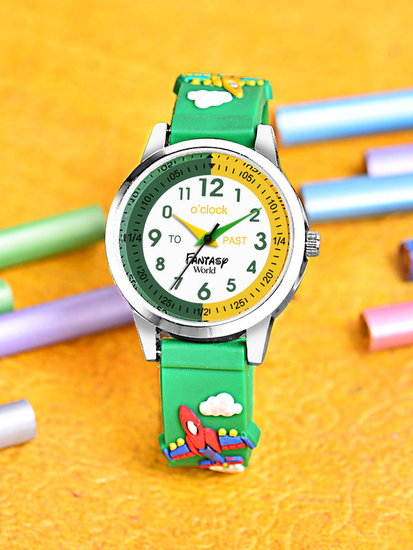 Fantasy World Green 3D Print Rubber Strap Time Teacher Analog Watch Boys & Girls FW-25-SL-15