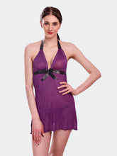 Fleurt Purple Spendex Net Baby Doll Dress for Women HOBF-BD-142-NEW-PR