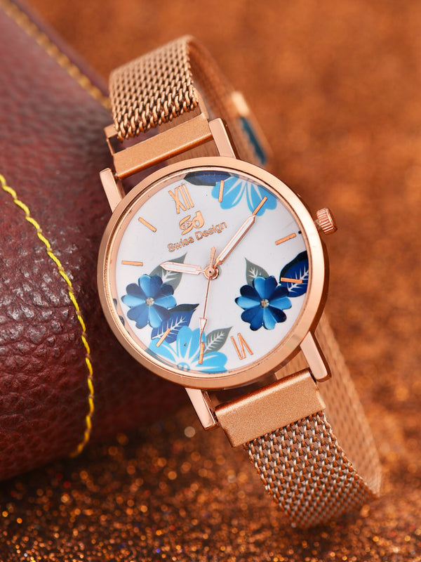 Fluid Rose Gold Stylish Analog Magntic Strap Watch For Women SDWatch24-016-RG02