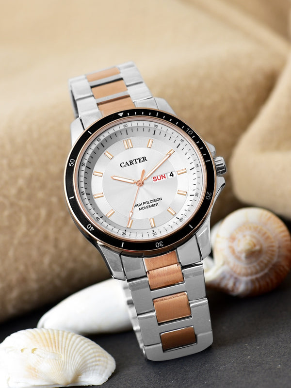Sandy D Carter Metal Silver Analogue Round Watches for Men_Sandy D Carter-177-RG-SL
