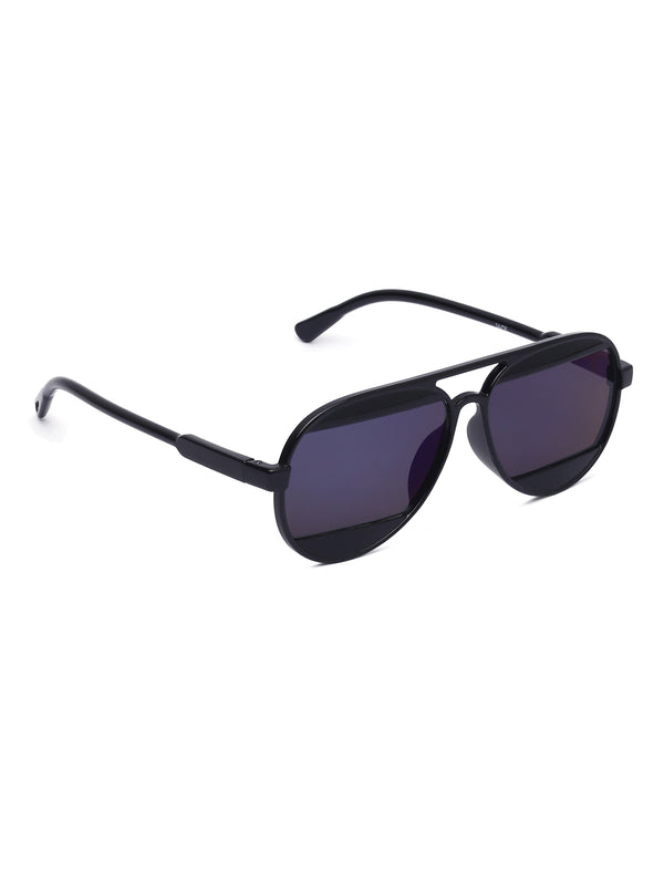 Celebrity Full Rim Black Plastic Frame With Blue UV Protected Lens Avaitor Sunglasses for Men & Women_VO2601