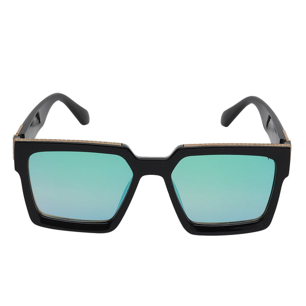 Celebrity Black Plastic Frame With Blue UV Protected Lens Rectangular Sunglasses for Men & Women_CLIMB-04