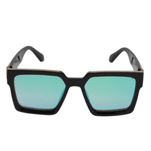 Celebrity Black Plastic Frame With Blue UV Protected Lens Rectangular Sunglasses for Men & Women_CLIMB-04