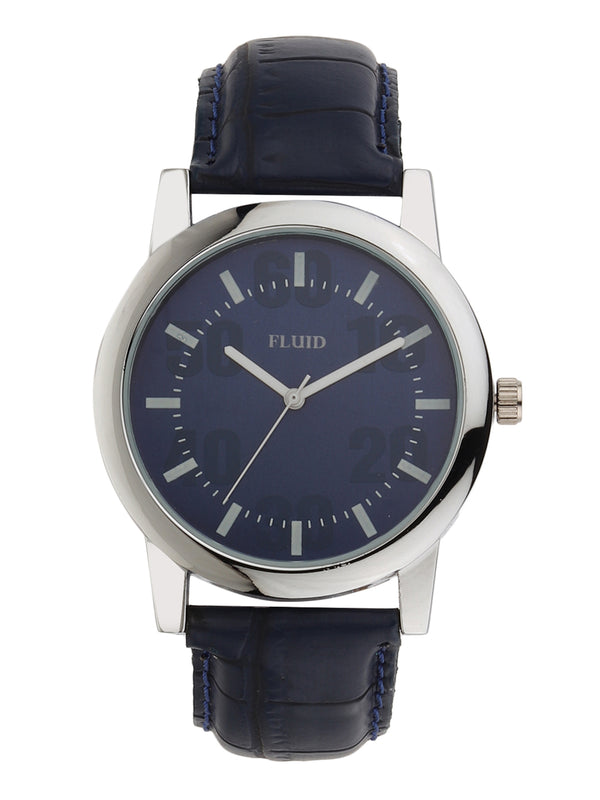 FLUID Blue Leather Strap Watches For Men FLWatch24-785G-BL01