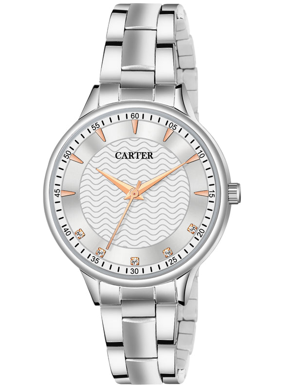 Sandy D Carter Metal White Analogue Round Watches for Women_Sandy D Carter-204-LWH
