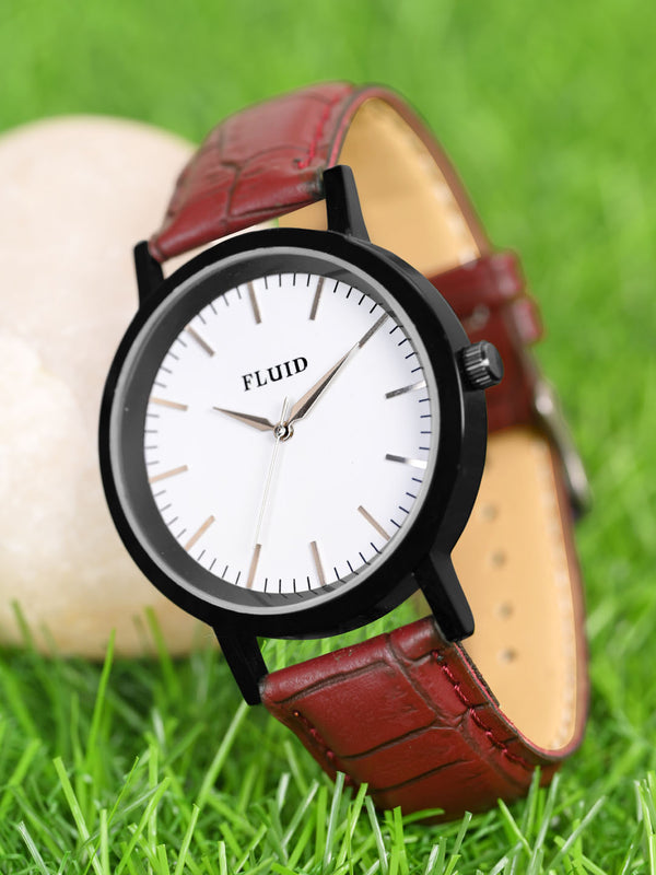 FLUID White Leather Strap Watches For Men FLWatch23-804G-WH01