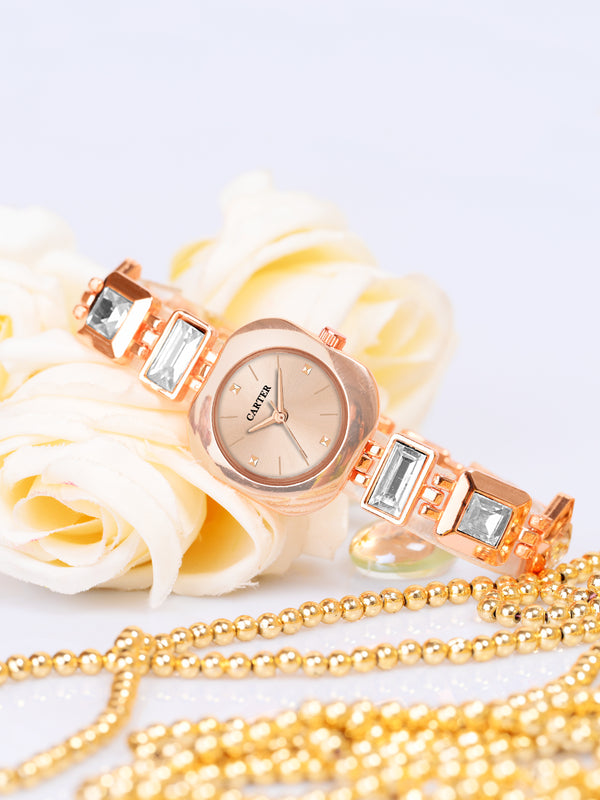 Sandy D Carter Metal Rose Gold Analogue Square Watches for Women_Sandy D Carter-133-RG
