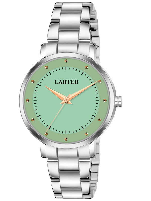 Sandy D Carter Metal Green Analogue Round Watches for Women_Sandy D Carter-146-GR