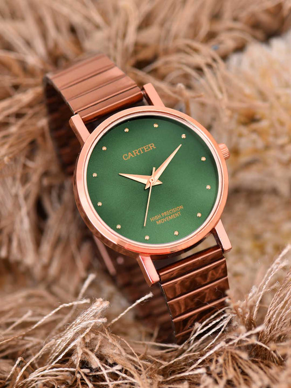 Sandy D Carter Metal Rose Gold Analogue Round Watches for Women_Sandy D Carter-86-RG-GR