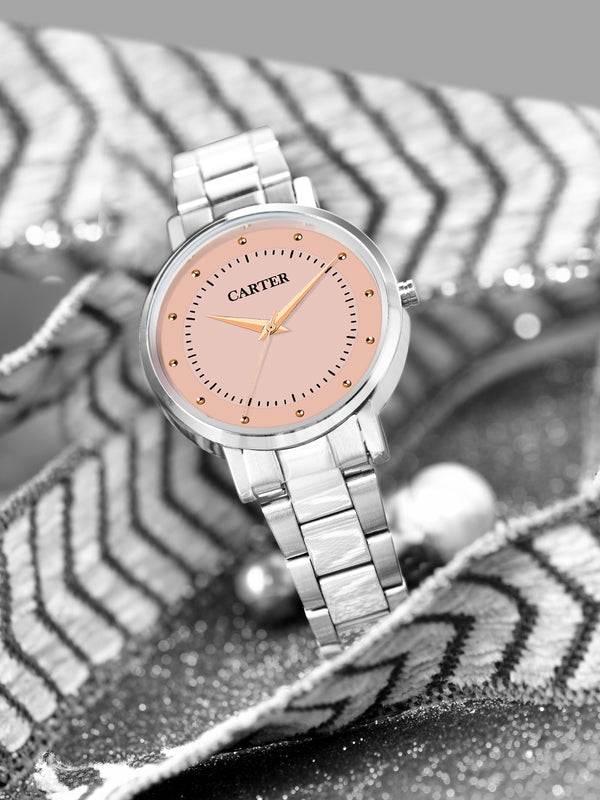 Sandy D Carter Metal Pink Analogue Round Watches for Women_Sandy D Carter-144-PK