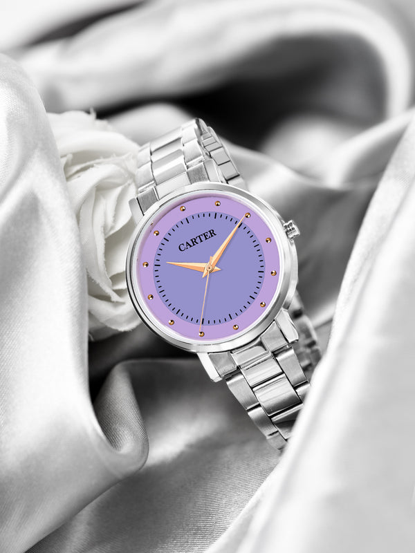 Sandy D Carter Metal Purple Analogue Round Watches for Women_Sandy D Carter-145-PR