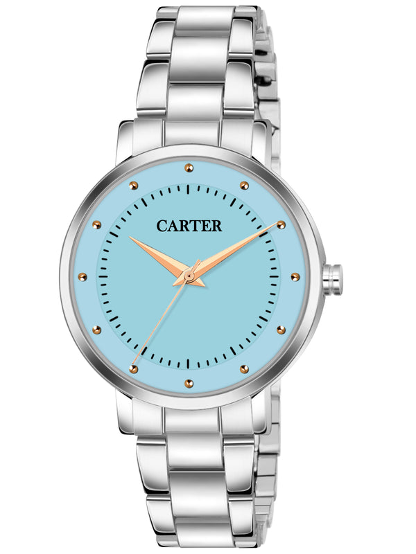 Sandy D Carter Metal Blue Analogue Round Watches for Women_Sandy D Carter-147-BL