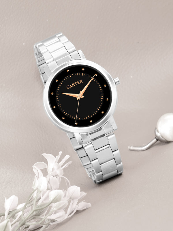 Sandy D Carter Metal Black Analogue Round Watches for Women_Sandy D Carter-148-BK