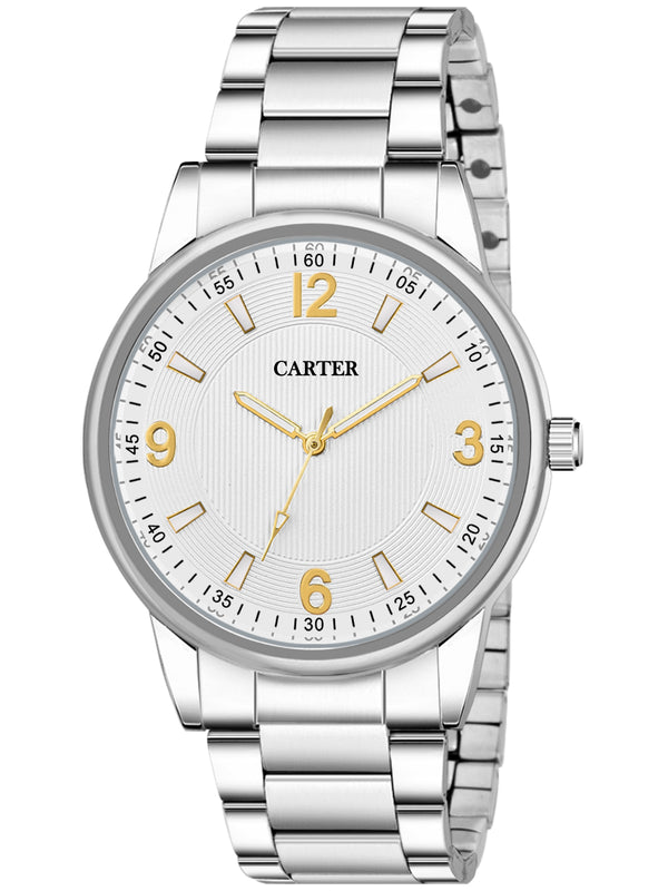 Sandy D Carter Metal White Analogue Round Watches for Men_Sandy D Carter-190-WH