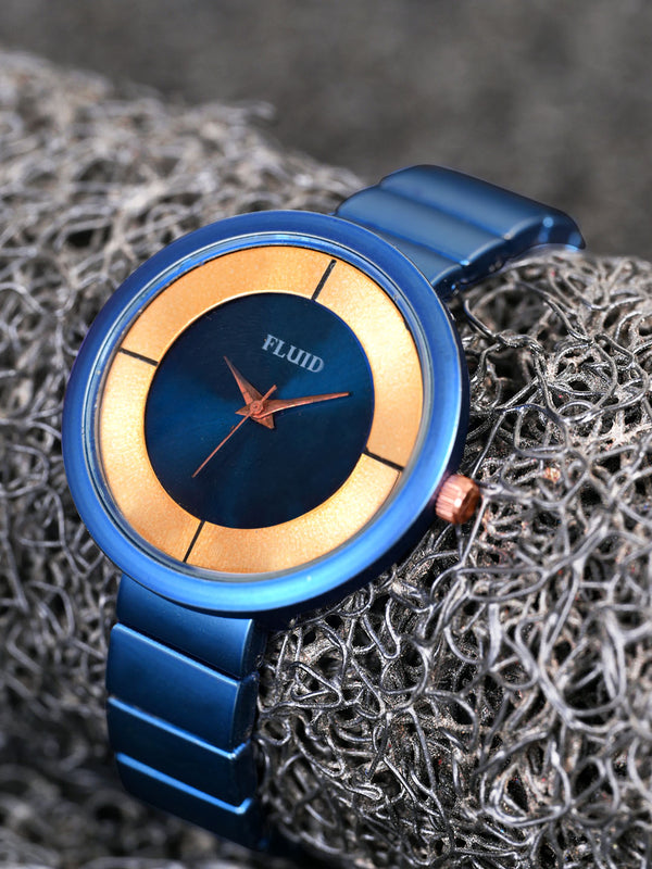 Fluid  Blue Round Metal Strap Analog Watches for Women FLWatch23-014-BL01