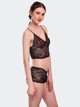 Fleurt Black Lycra Lace Lingerie Set - One Size (Free Size) For Women Fleurt-Set-170-BK