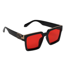 Celebrity Black Plastic Frame With Red UV Protected Lens Rectangular Sunglasses for Men & Women_CLIMB-08