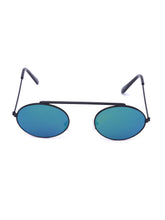 Celebrity Full Rim Black Metal Frame With Blue UV Protected Lens oval Sunglasses for Men & Women_5716402