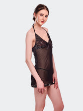 Fleurt Black Spendex Net Baby Doll Dress for Women HOBF-BD-142-BK