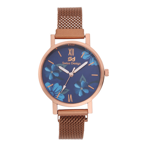 Fluid Rose Gold Stylish Analog Magntic Strap Watch For Women SDWatch24-016-RG04