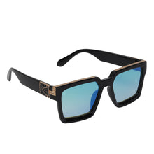 Celebrity Black Plastic Frame With Blue UV Protected Lens Rectangular Sunglasses for Men & Women_CLIMB-04