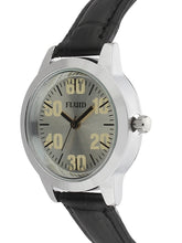 Fluid  Silver Round Leather Strap Analog Watches for Women FLWatch24-744L-SL01
