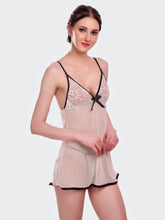Fleurt White Spendex Net Baby Doll Dress for Women HOBF-BD-155-WH