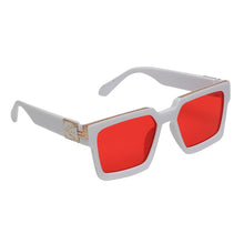 Celebrity White Plastic Frame With Red UV Protected Lens Rectangular Sunglasses for Men & Women_EDDY-03