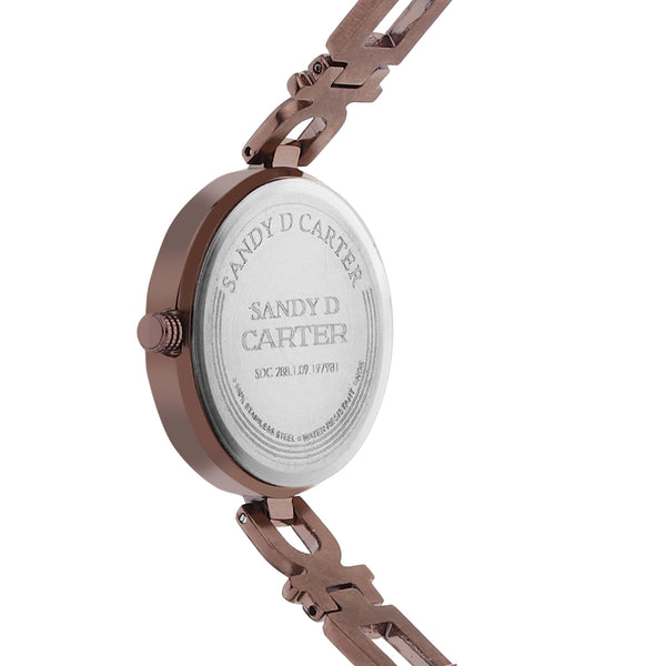 Sandy D Carter Metal White Analogue Round Watches for Women_SDC24-17-WH