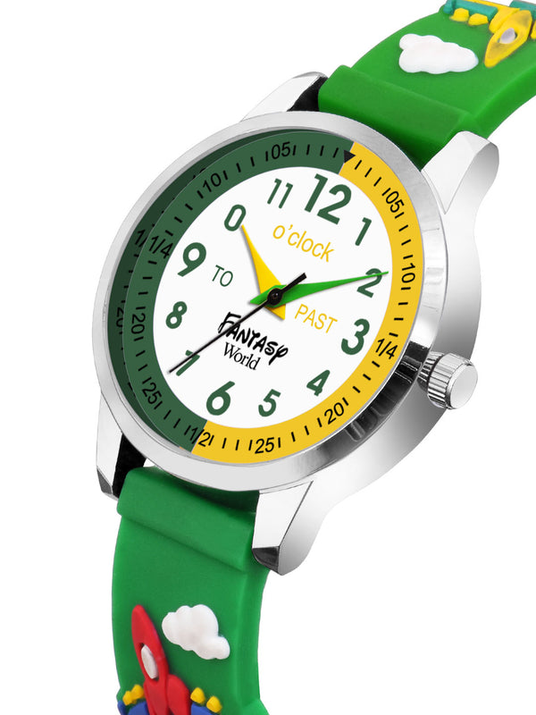 Fantasy World Green 3D Print Rubber Strap Time Teacher Analog Watch Boys & Girls FW-25-SL-15