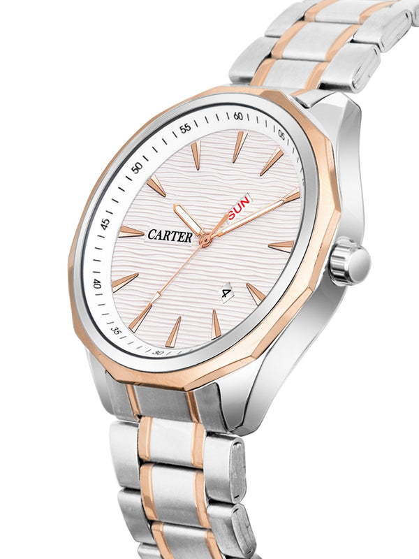 Sandy D Carter Metal Silver Analogue Round Watches for Men_Sandy D Carter-172-RG-SL