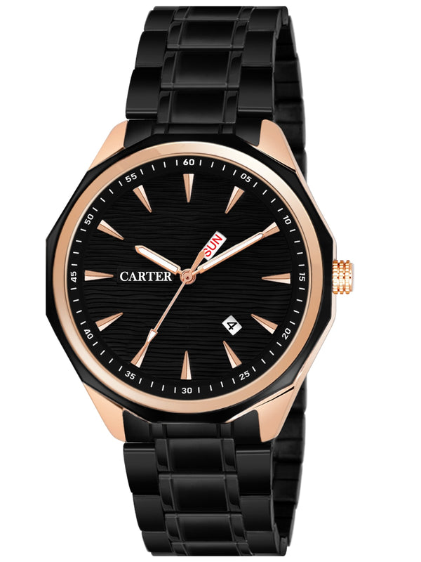 Sandy D Carter Metal Black Analogue Round Watches for Men_Sandy D Carter-168-BK