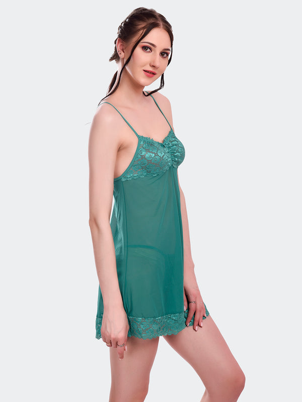 Fleurt Green Power Net Honey Moon Dress Dress for Women HOBF-BD-1024-GR