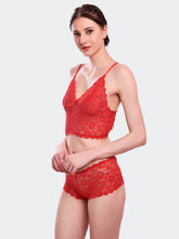 Fleurt Red Lycra Lace Lingerie Set - One Size (Free Size) For Women Fleurt-Set-170-RD