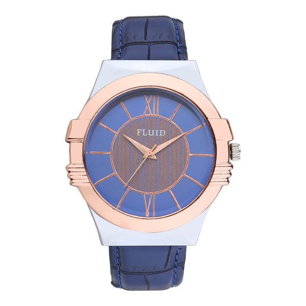 FLUID Blue Leather Strap Watches For Men FLWatch23-021-BL01