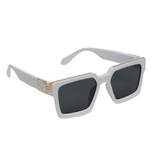 Celebrity White Plastic Frame With Black UV Protected Lens Rectangular Sunglasses for Men & Women_EDDY-07