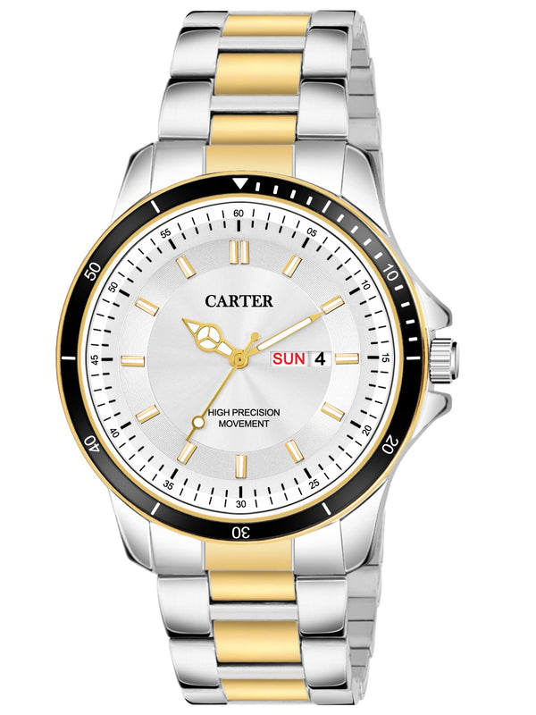Sandy D Carter Metal Gold Analogue Round Watches for Men_Sandy D Carter-184-SL-GD