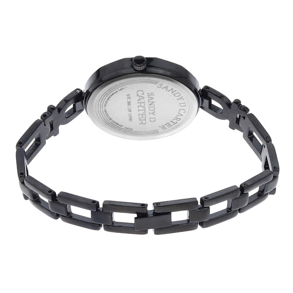 Sandy D Carter Metal Black Analogue Round Watches for Women_SDC24-18-BK
