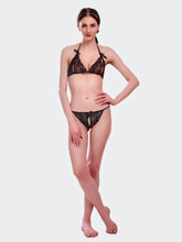 Fleurt Black Lycra Net Bikni Set I Lingerie Set - One Size (Free Size) For Women Fleurt-Set-206-BK
