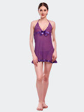 Fleurt Purple Spendex Net Baby Doll Dress for Women HOBF-BD-142-PR