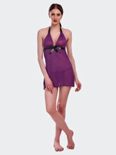 Fleurt Purple Spendex Net Baby Doll Dress for Women HOBF-BD-142-NEW-PR