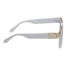 Celebrity White Plastic Frame With Blue UV Protected Lens Rectangular Sunglasses for Men & Women_EDDY-05