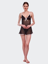 Fleurt Black Spendex Net Baby Doll Dress for Women HOBF-BD-155-BK