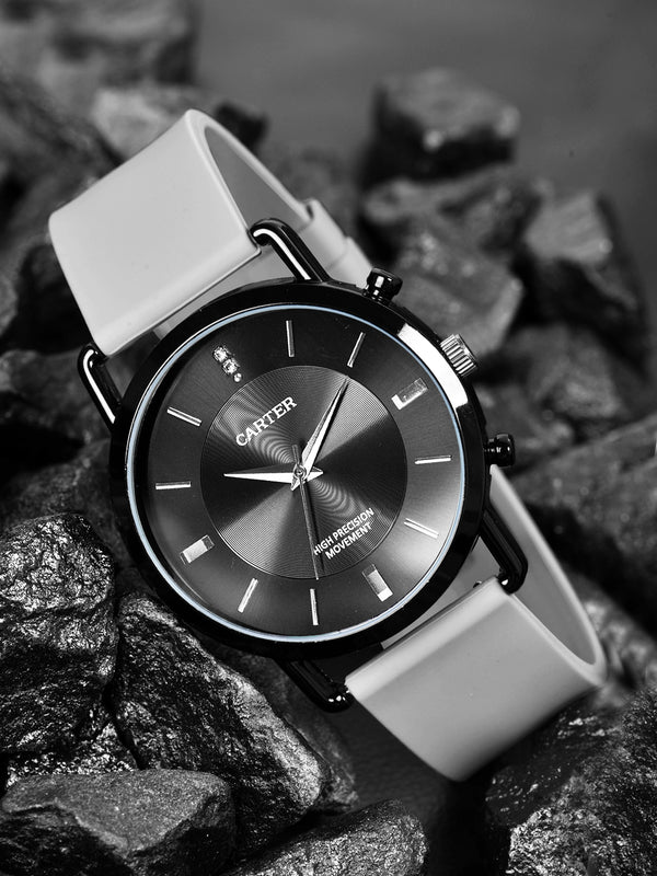Sandy D Carter Silicon Grey Analogue Round Watches for Men_SDC24-90-GRY