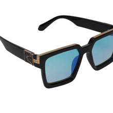 Celebrity Black Plastic Frame With Blue UV Protected Lens Rectangular Sunglasses for Men & Women_CLIMB-04
