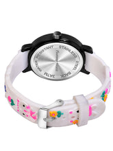 Fantasy World White 3D Print Rubber Strap Time Teacher Analog Watch Boys & Girls FW-25-BK-04