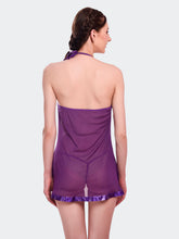 Fleurt Purple Spendex Net Baby Doll Dress for Women HOBF-BD-142-PR